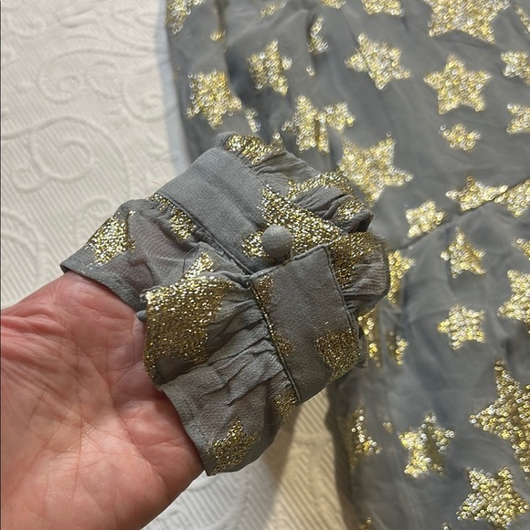 LOFT Gray Dress with Gold Star Design. Lined. Size Medium - Picture 10 of 12